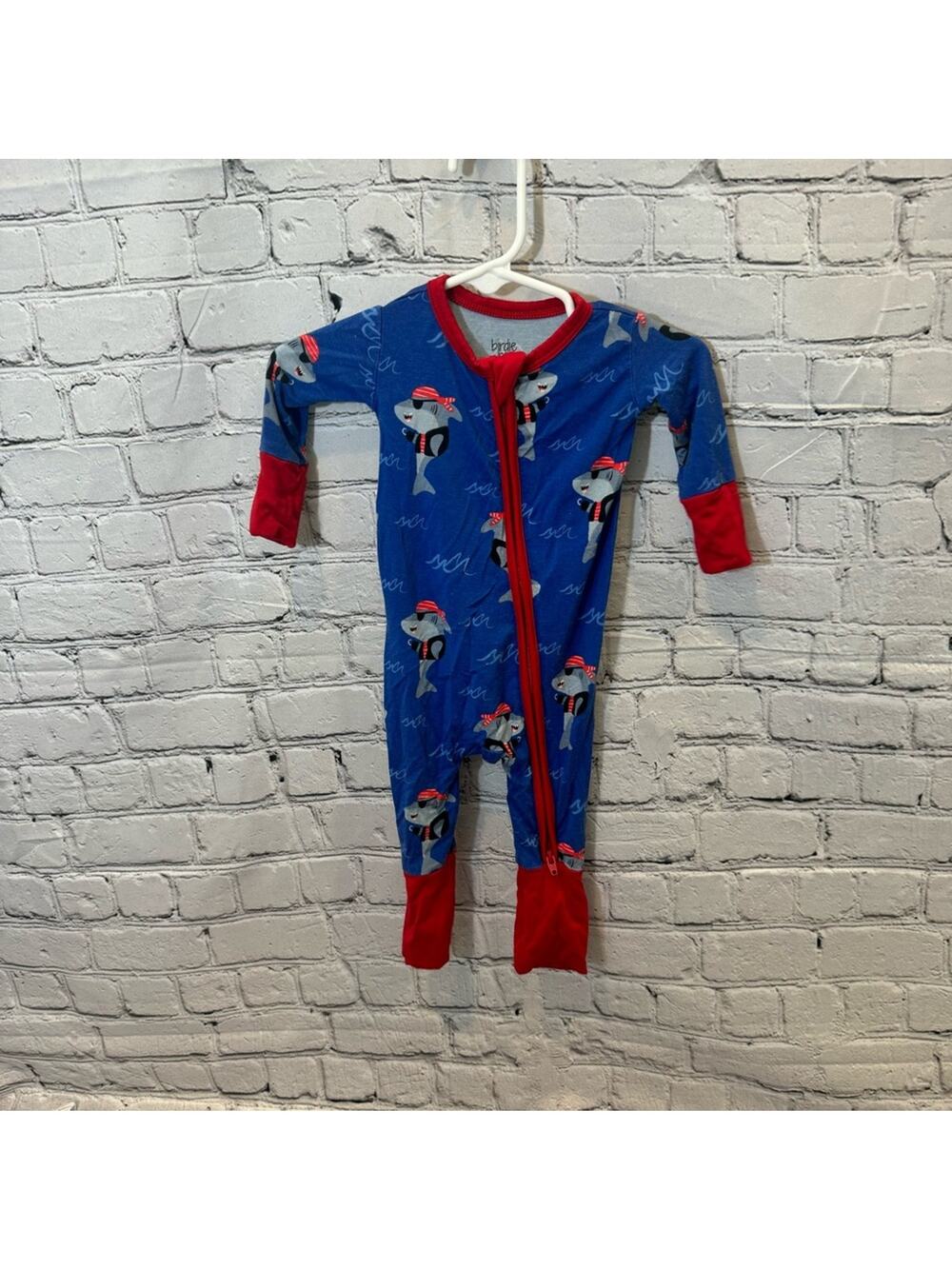 Birdie Bean Shark Pirates Bamboo Zippie Romper